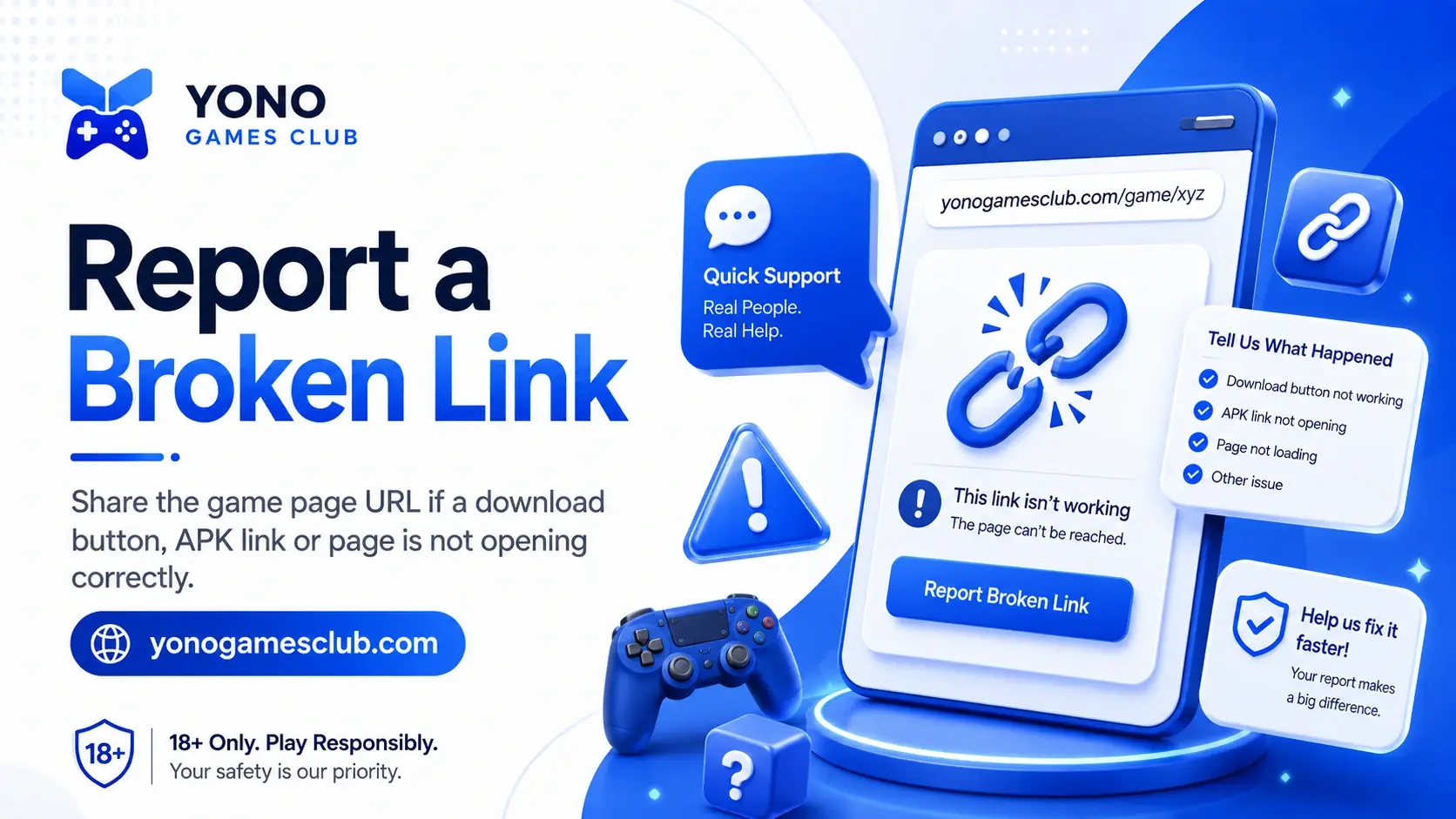 Report a broken Yono game page link